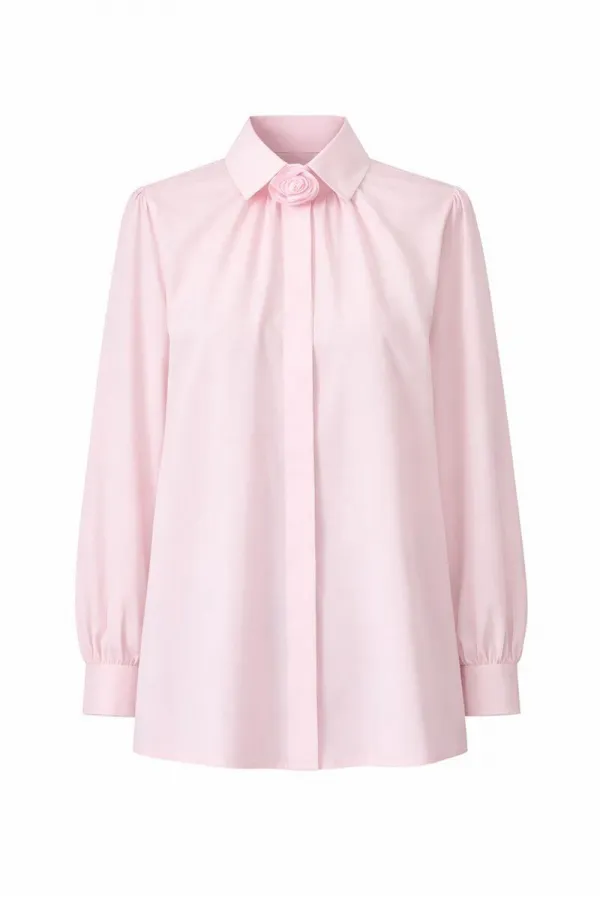 100% COTTON SHIRT WITH ROSE DETAIL