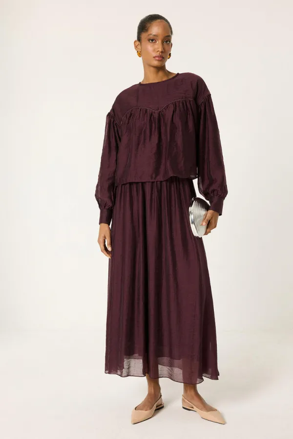 SKIRT SET WITH PIPING DETAIL