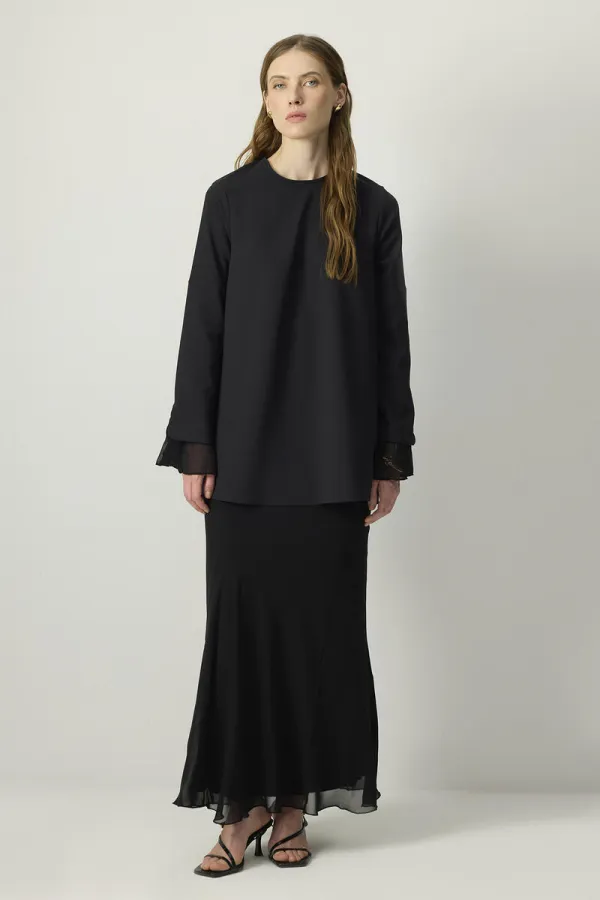 ŞİFON MANŞETLİ KREP TUNİK