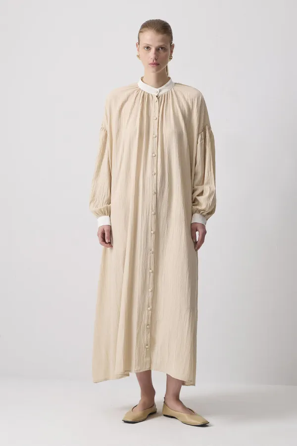 CONTRAST COLLAR SHIRT DRESS CONTRAST COLLAR SHIRT DRESS