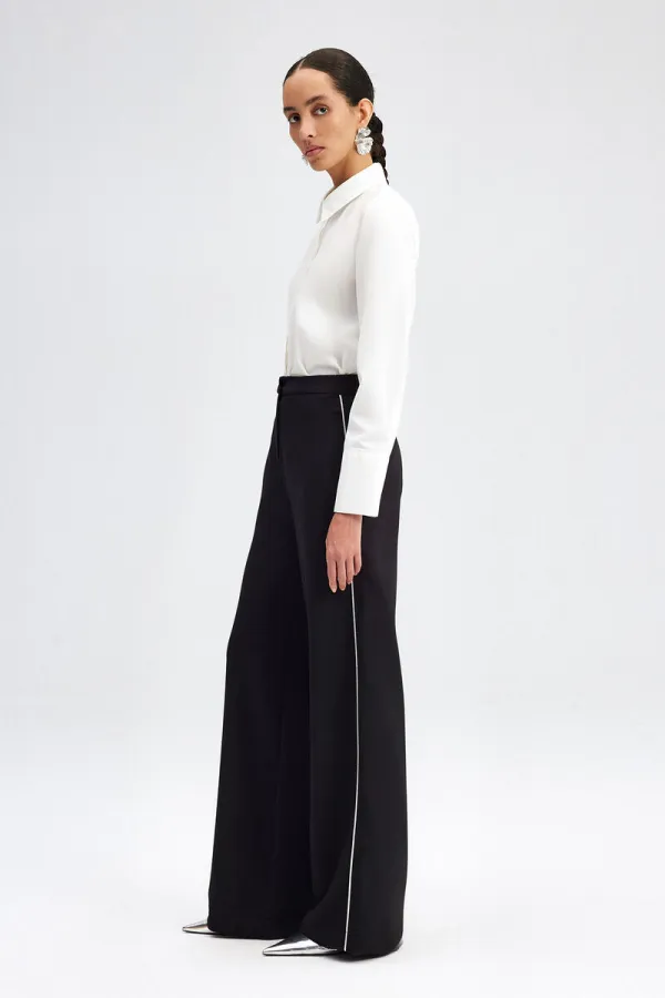 CREPE PANTS WITH PIPING DETAIL CREPE PANTS WITH PIPING DETAIL