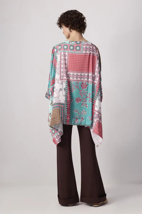 ŞAL DESENLİ YARASA KOL TUNİK