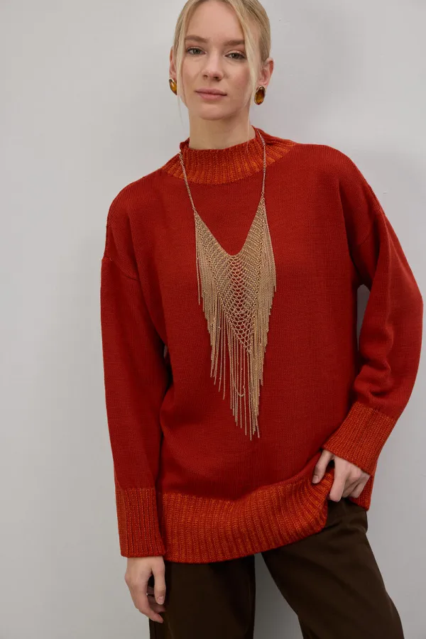 Tunique tricotée aux couleurs contrastées