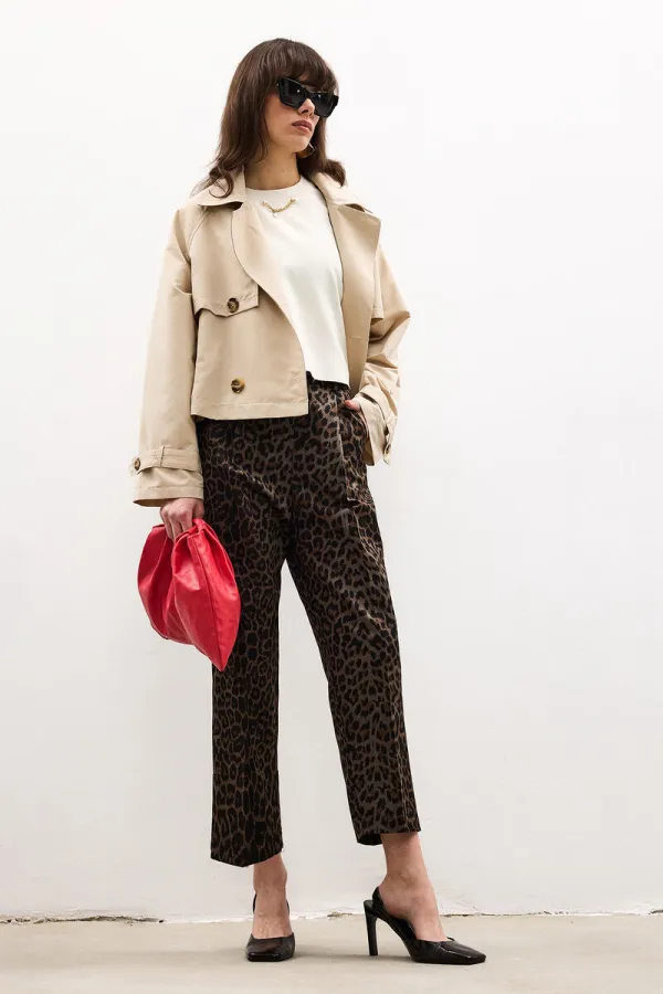 LEOPAR DESENLİ HAVUÇ PANTOLON