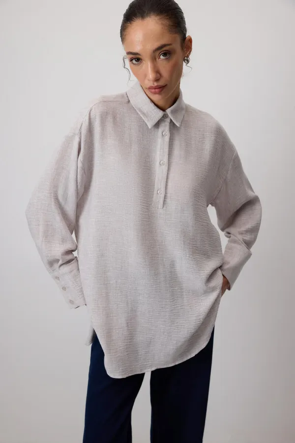 SHIRT COLLAR MELANGE TUNIC