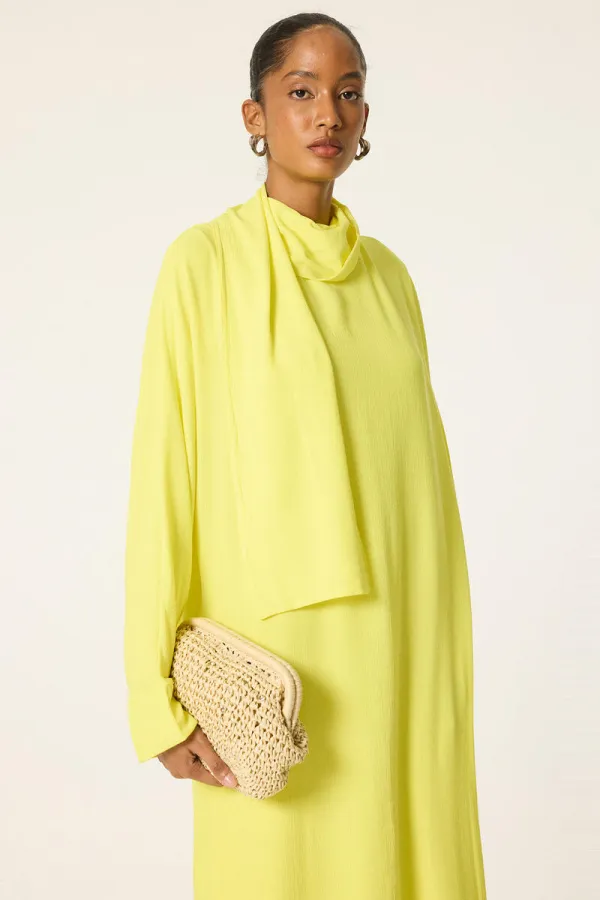 DİK YAKA VİSKON ELBİSE