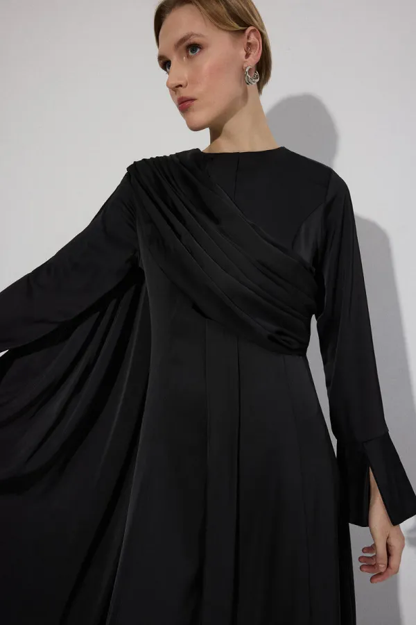 DRAPED SATIN DRESS
