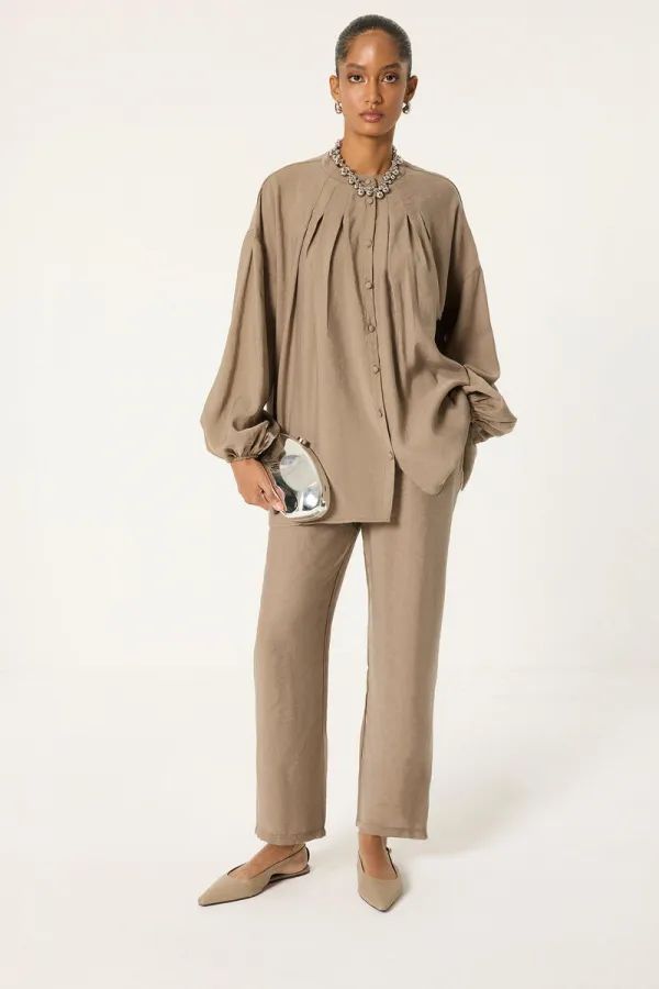 ENSEMBLE TUNIQUE ET PANTALON PLISSÉS EN MODALE