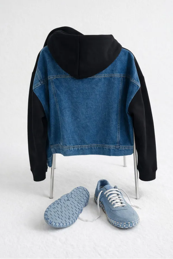 HOODED DENIM DETAILED TUNIC