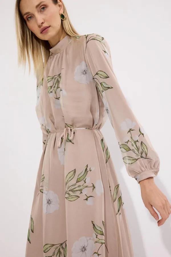 Robe longue doublée en mousseline