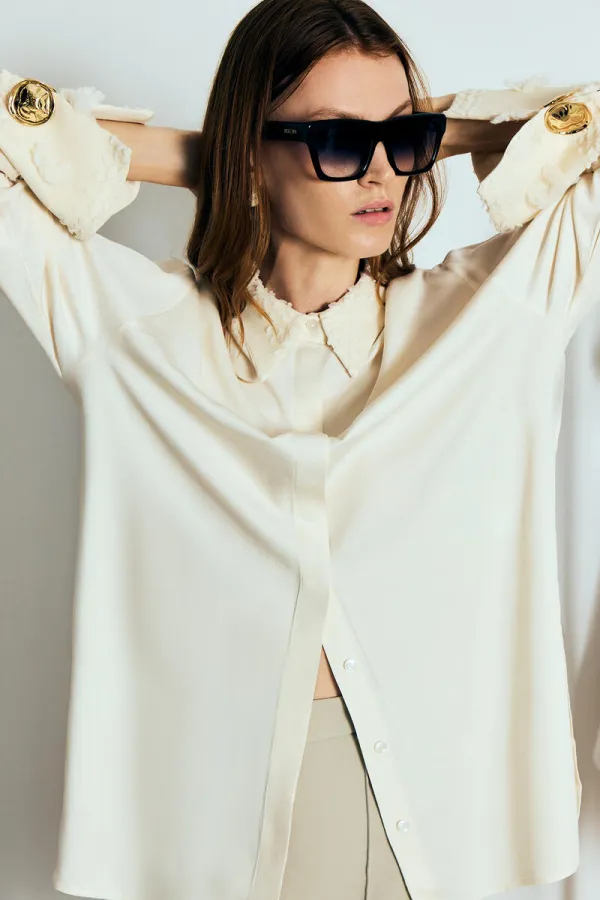 FLORAL LACE VISCOSE SHIRT