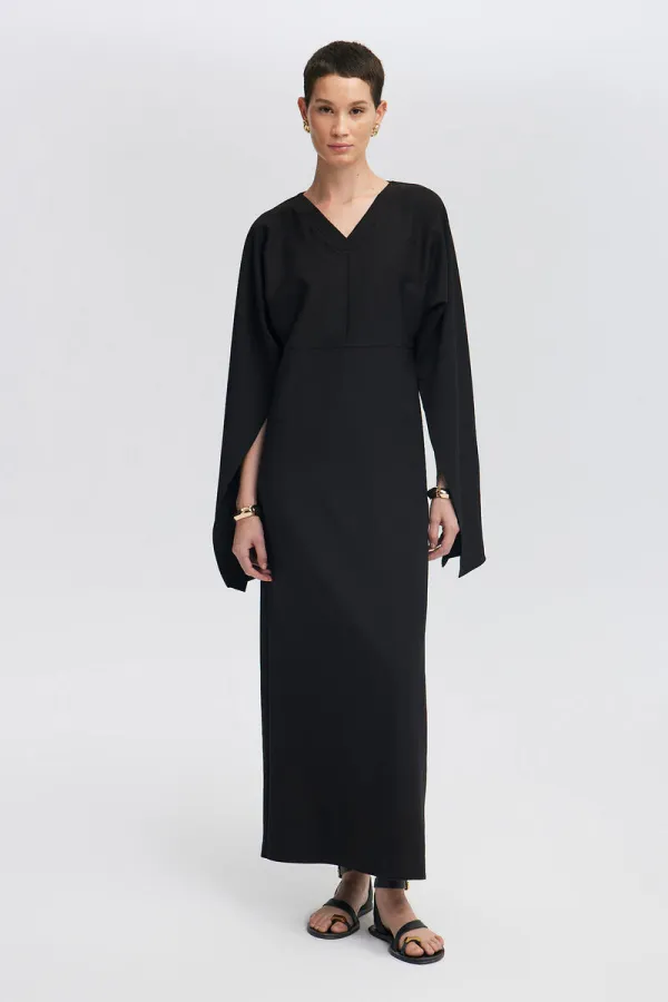 ROBE EN CRÊPE À MANCHES JAPONAISES