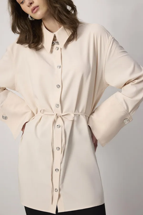 WIDE-CUFFS VISCOSE SHIRT