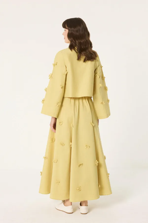 POPLIN SET WITH FLORAL APPLIQUES