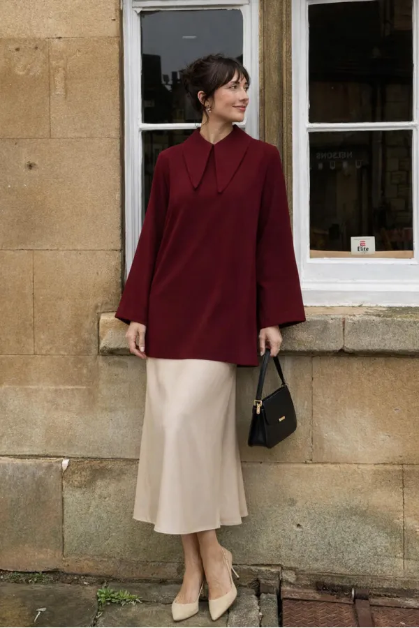 LONG COLLAR CREPE TUNIC