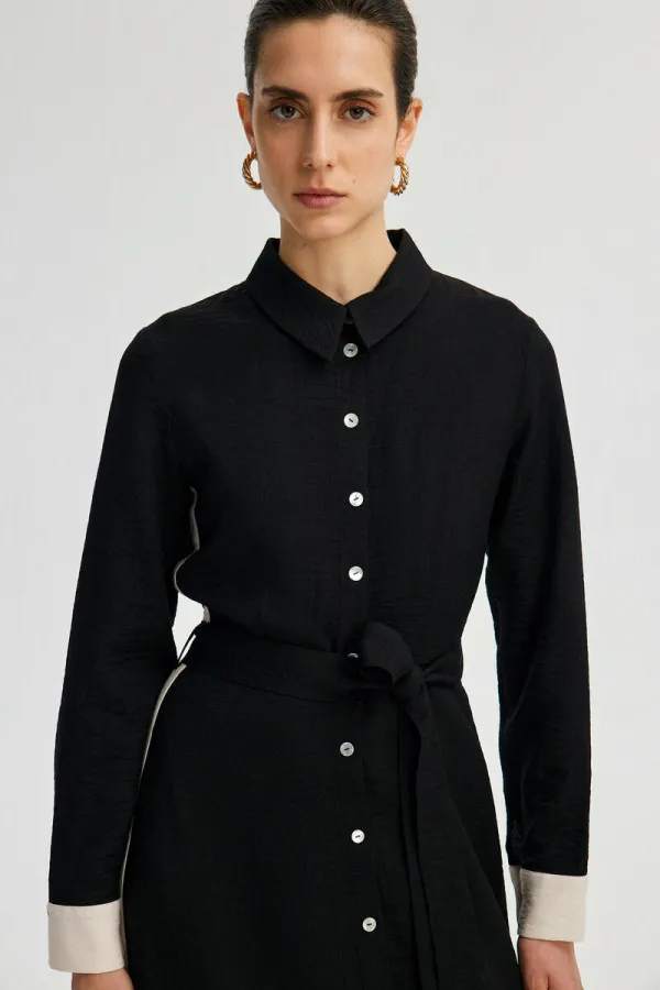 MOTHER OF PEARL BUTTON DETAIL SHIRT DRESS MOTHER OF PEARL BUTTON DETAIL SHIRT DRESS
