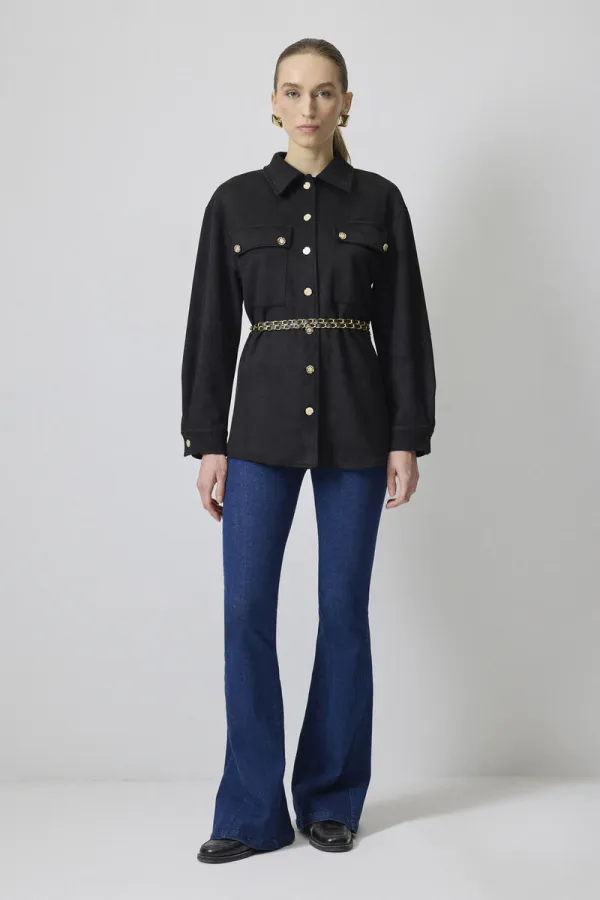 SUEDE JACKET WITH CHAIN BELT