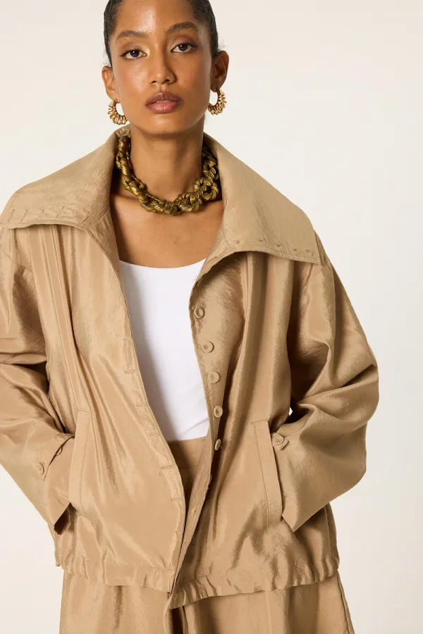 GATHERED WAIST CUPRA JACKET