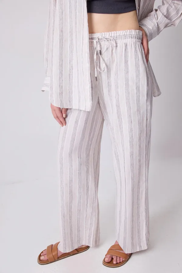 LINEN TEXTURED STRIPED SHIRT AND TROUSER SET