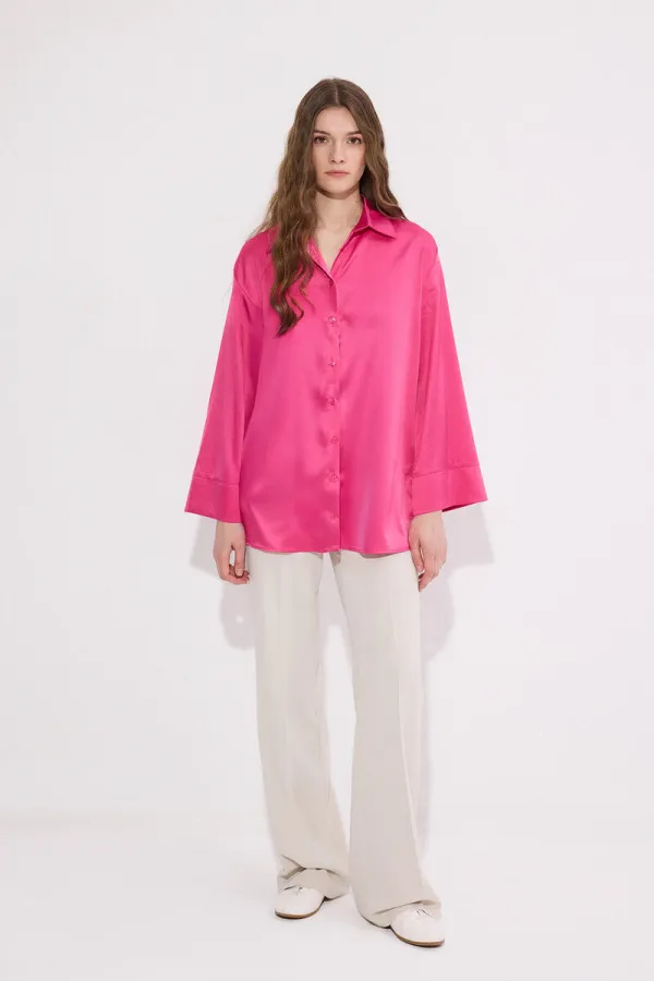 CHEMISE EN SATIN À MANCHES LARGES