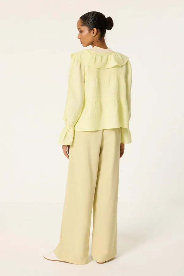 MUSLIN BLOUSE WITH RUFFLED COLLAR MUSLIN BLOUSE WITH RUFFLED COLLAR