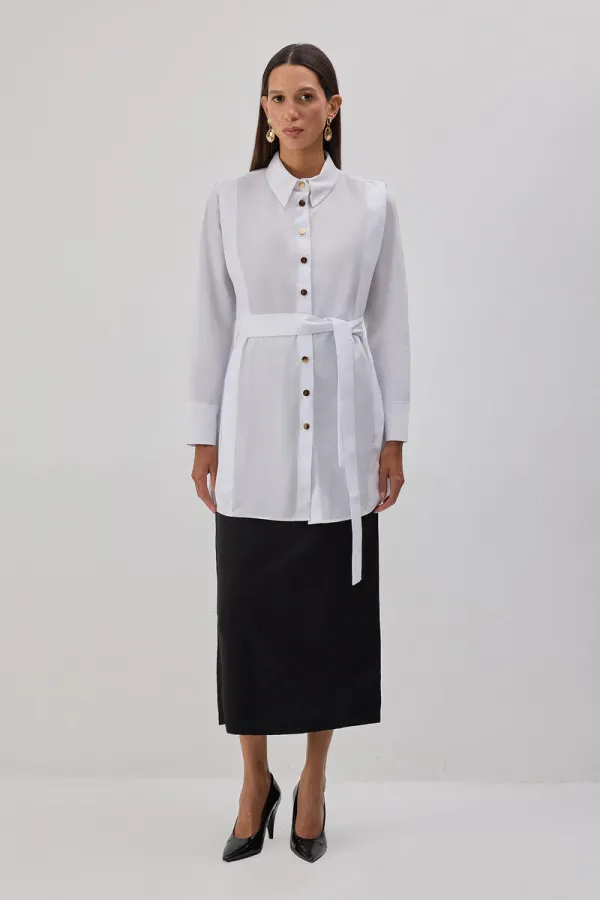 CHEMISE EN POPLIN CEINTURE