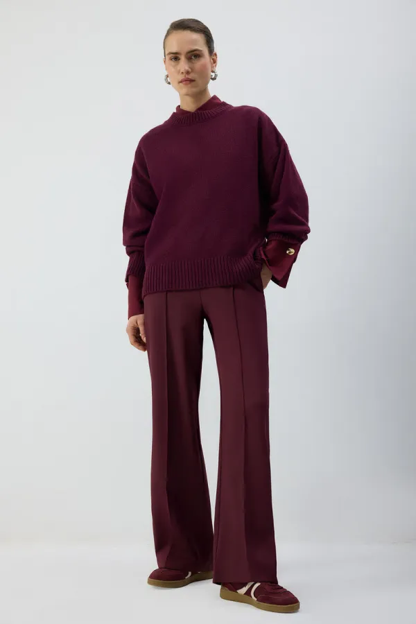 RIBBED PANTS WITH ELASTIC WAISTBAND