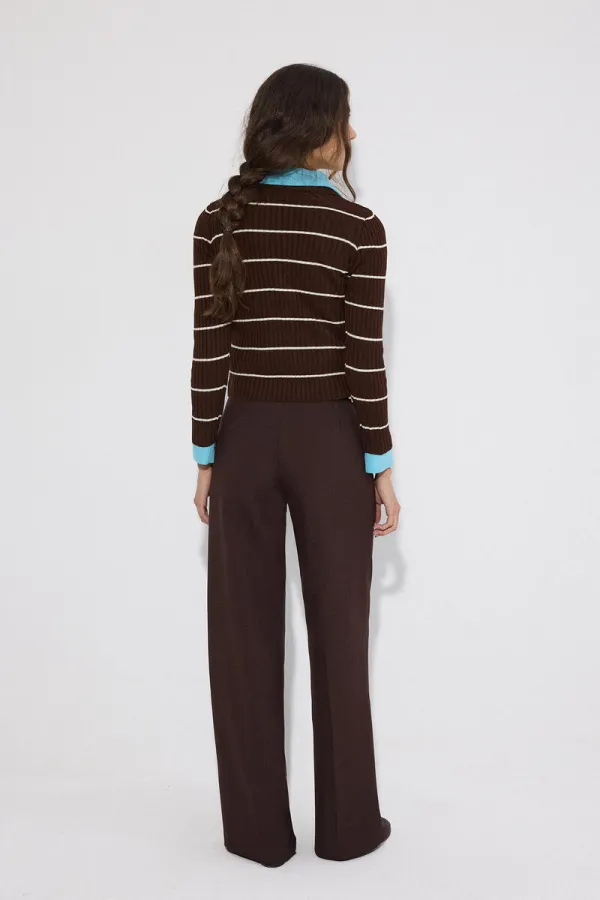 POLO YAKA ÇİZGİLİ TRİKO KAZAK