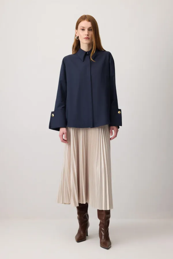 CHEMISE COURTE EN POPLIN À POIGNETS LARGES CHEMISE COURTE EN POPLIN À POIGNETS LARGES