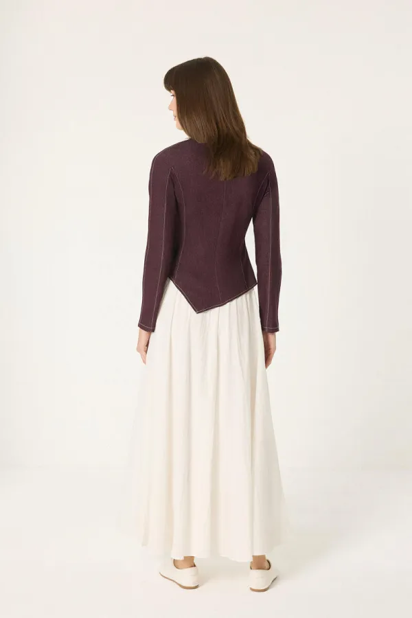 Ensemble blouse et jupe en denim Lycra 2 pièces