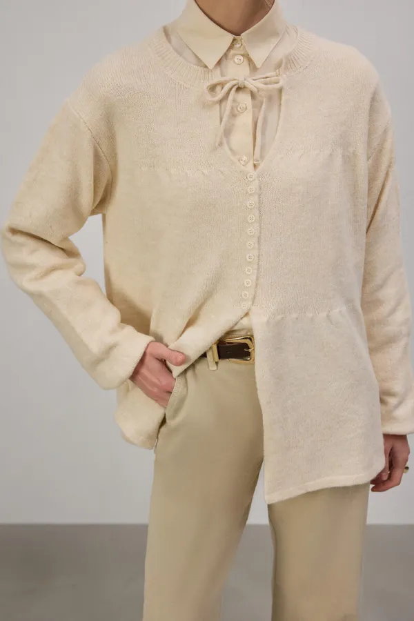 TIE-UP KNITTED CARDIGAN