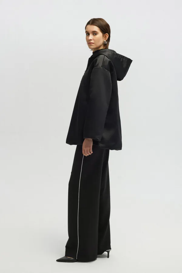 SWEAT-SHIRT EN SATIN À FERMETURE ÉCLAIR