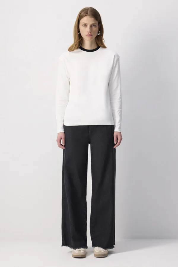 T-SHIRT 100% COTON À COL RIBANA