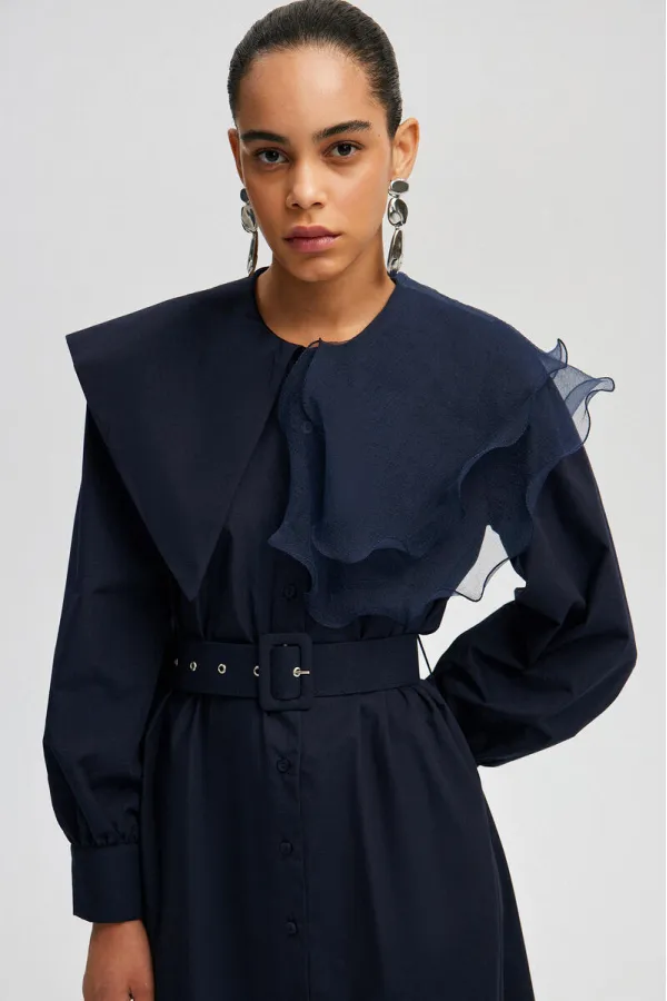 ORGANZA COLLAR POPLIN DRESS ORGANZA COLLAR POPLIN DRESS