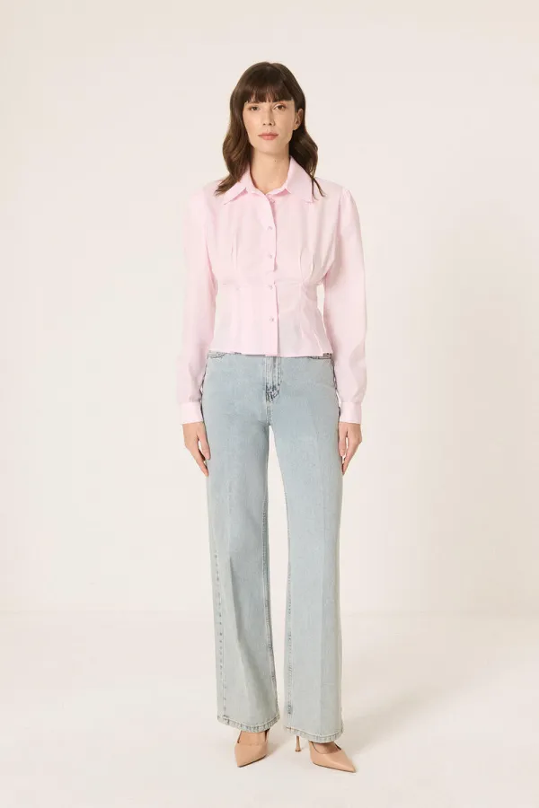 BELİ PİLELİ TAŞLI GÖMLEK