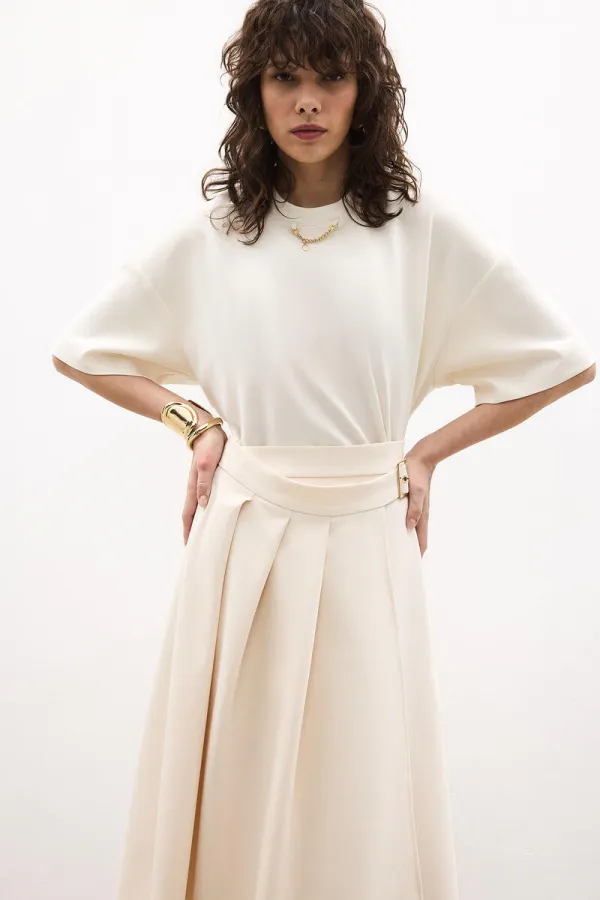 PLEATED BELTED SKIRT PLEATED BELTED SKIRT