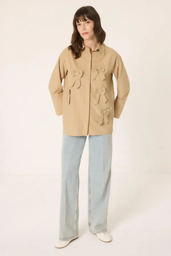 CHEMISE EN POPLINE AVEC NŒUD