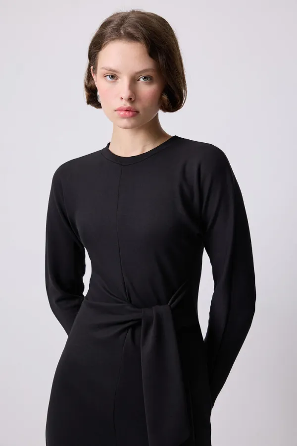 STEEL KNIT DRESS WITH TIE-UP