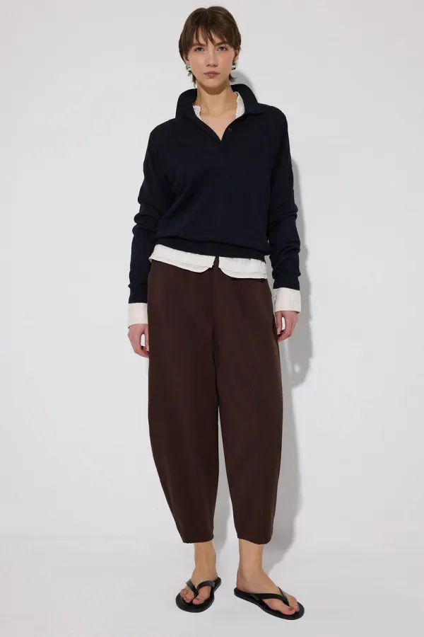GABARDINE BALLOON PANTS WITH ELASTIC WAISTBAND GABARDINE BALLOON PANTS WITH ELASTIC WAISTBAND