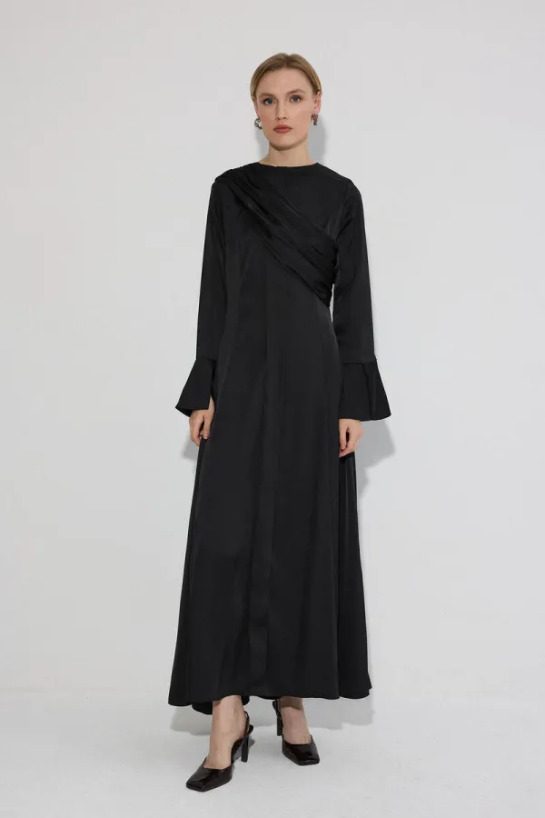 DRAPED SATIN DRESS