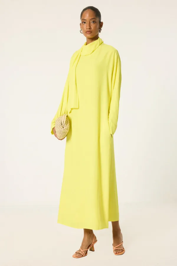 DİK YAKA VİSKON ELBİSE