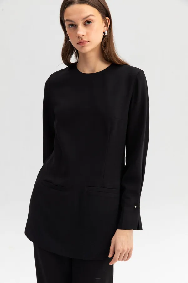 MANŞET DETAYLI KREP TUNİK