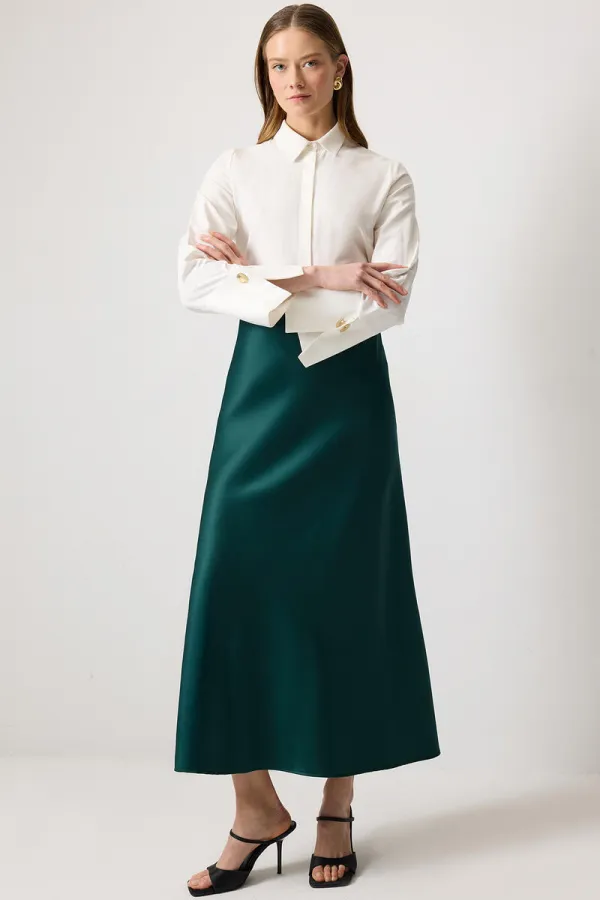 Jupe basique en satin 100 % coton