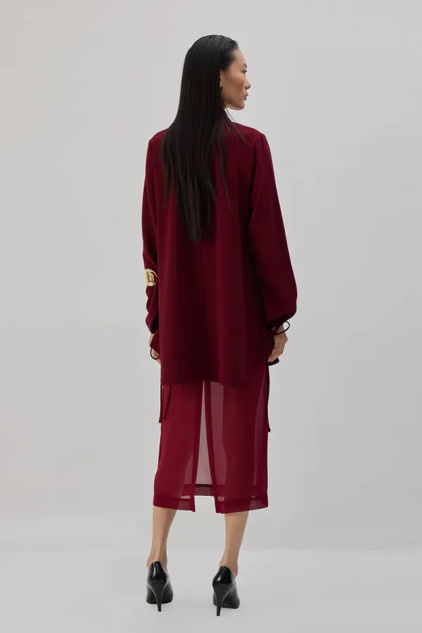 STAND COLLAR CREPE TUNIC STAND COLLAR CREPE TUNIC