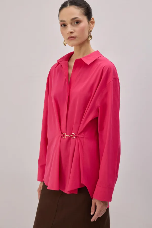 POPLIN SHIRT WITH METAL ACCESSORIES