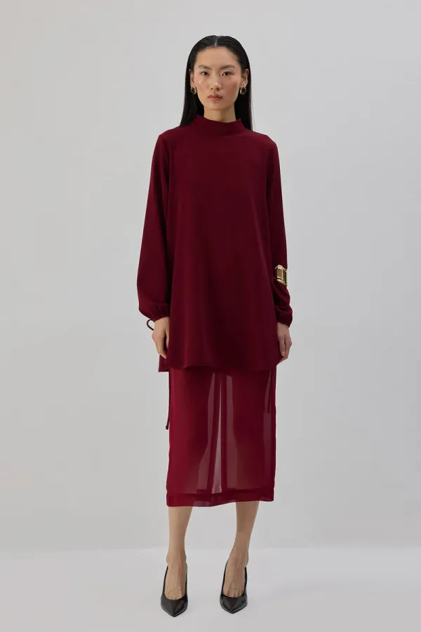 STAND COLLAR CREPE TUNIC STAND COLLAR CREPE TUNIC