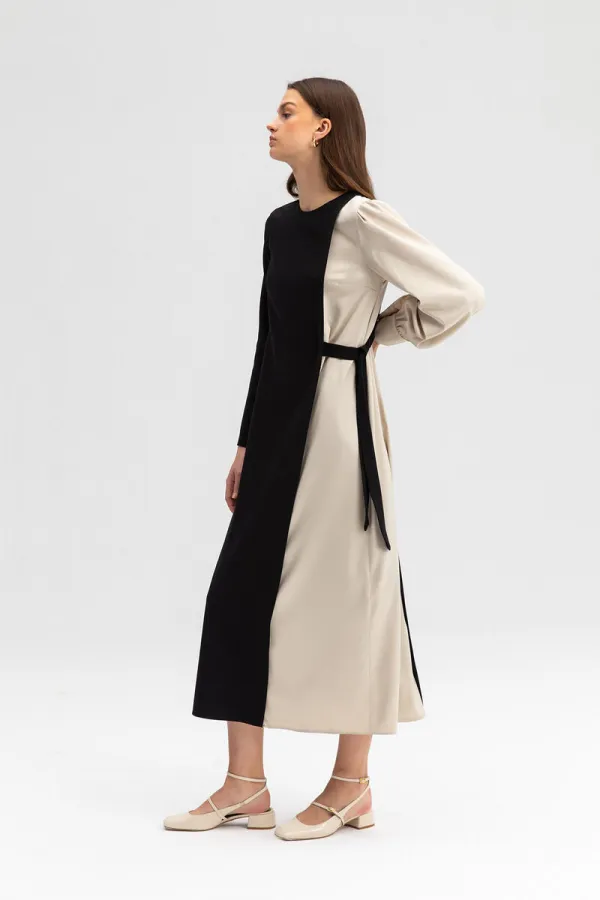 KONTRAST RENKLİ ELBİSE