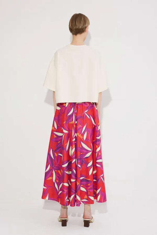 BELİ LASTİKLİ DESENLİ ETEK