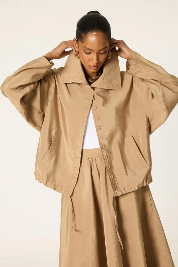 GATHERED WAIST CUPRA JACKET