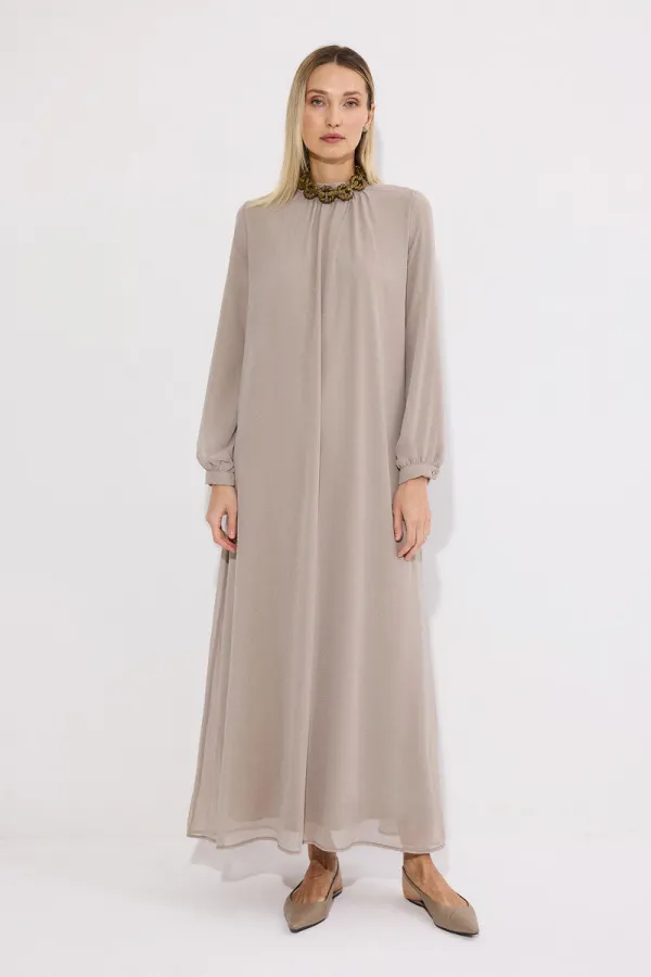 STAND-NECK CHIFFON DRESS STAND-NECK CHIFFON DRESS